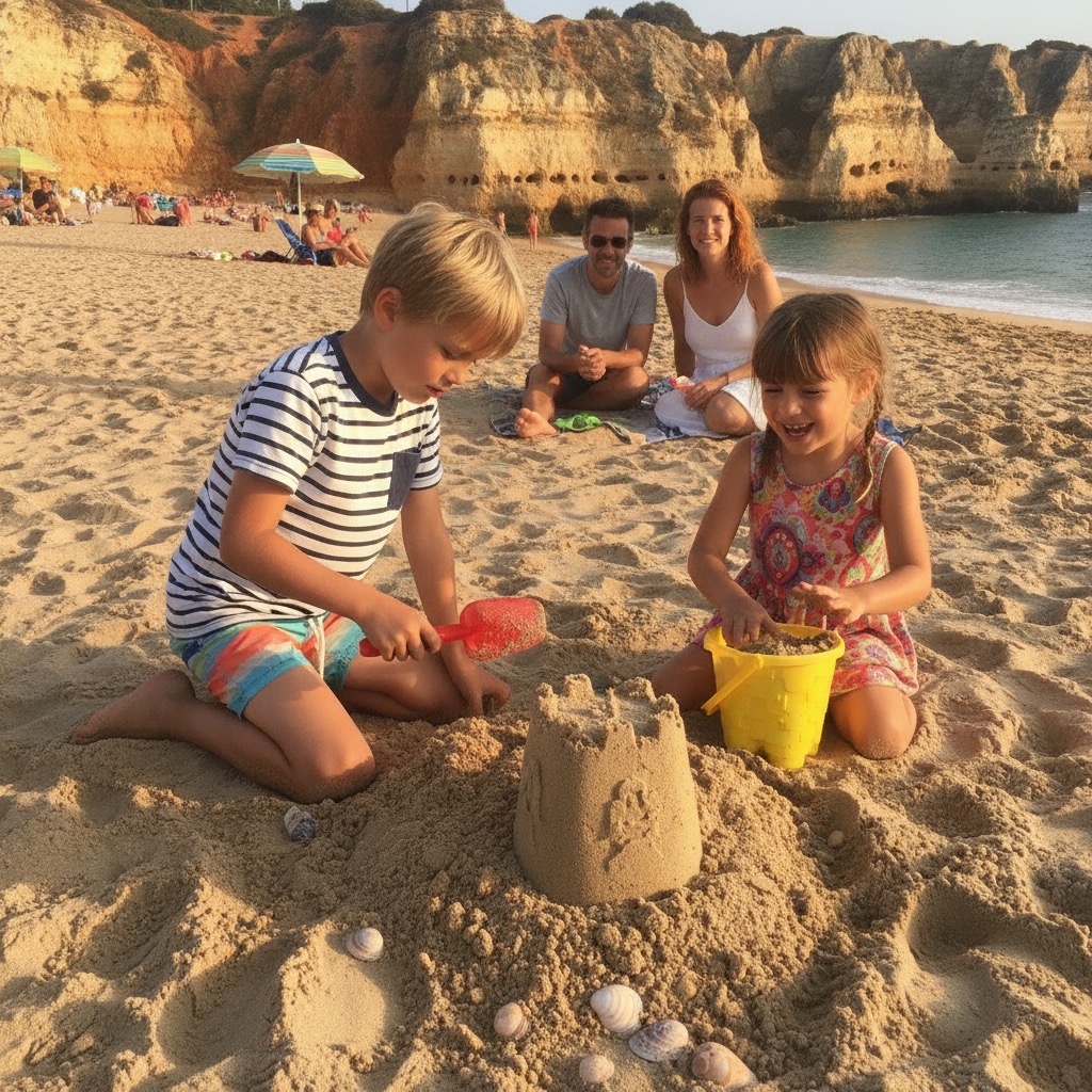 Zandkasteel bouwen op het strand