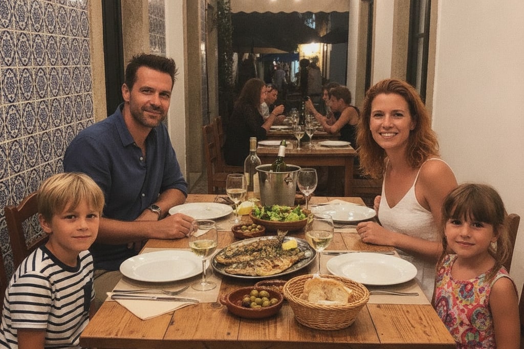 Avondeten bij een visrestaurant